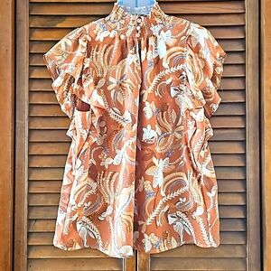 Joie, fall colored ruffle high neck blouse. Size XS